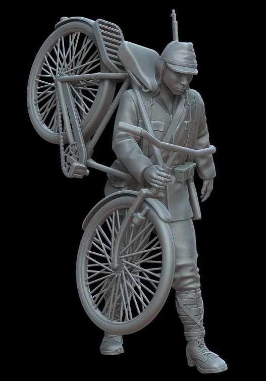 WW2 Japanese soldier with bicycle