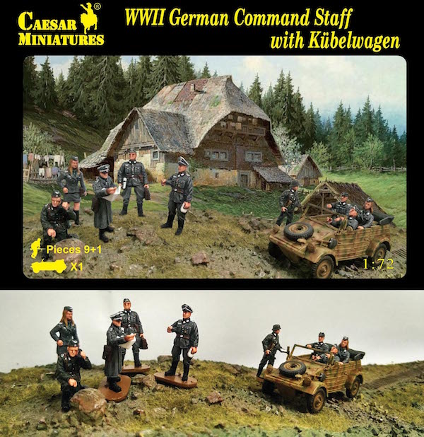 WWII German Command Staff with Kubelwagen - Click Image to Close