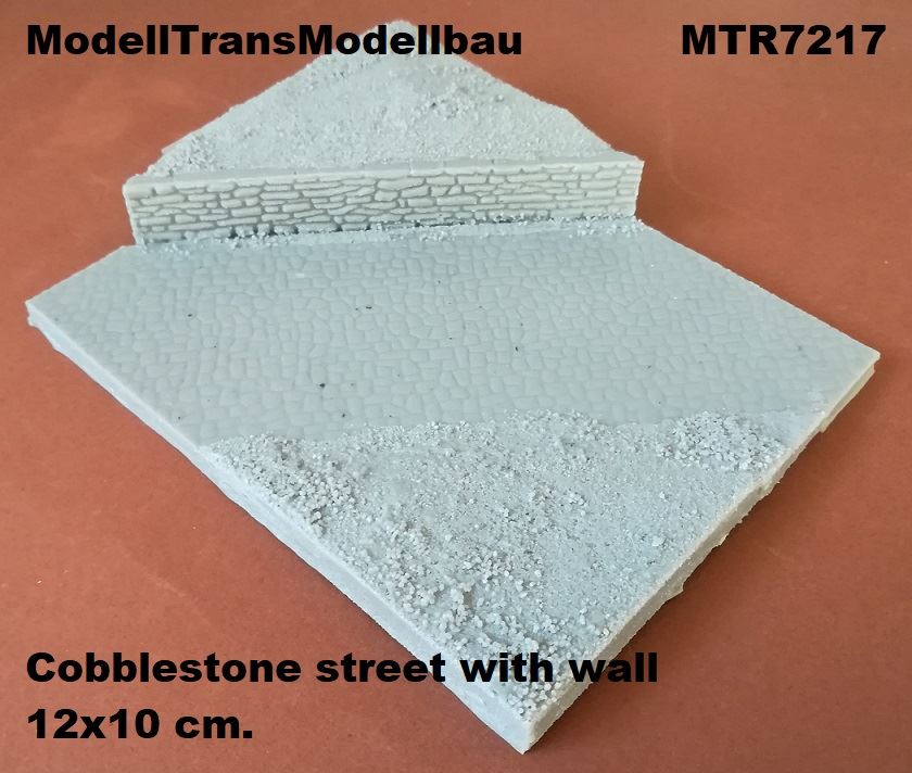 Cobblestone street with wall - set 1 (12x10cm) - Click Image to Close