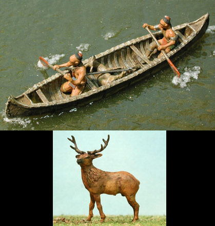 Hunters in Canoe & Deer - Click Image to Close