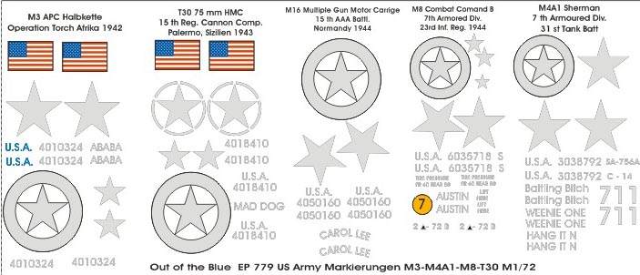 US Army Markings M3- M8 and Sherman M4A1