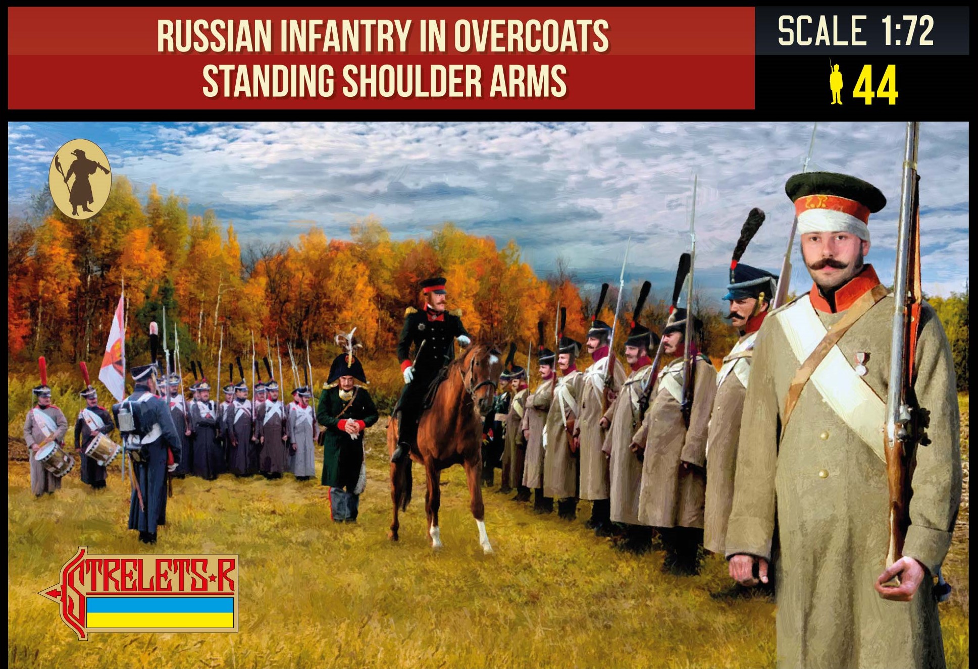 Napoleonic Russian Infantry in Overcoats Standing Shoulder Arms - Click Image to Close