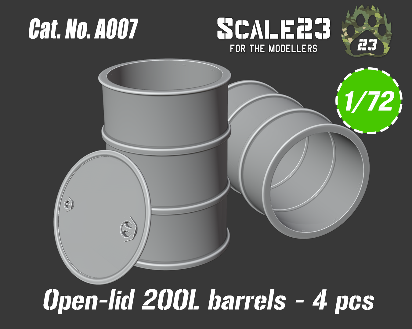 200L barrel with open lid (4pc)