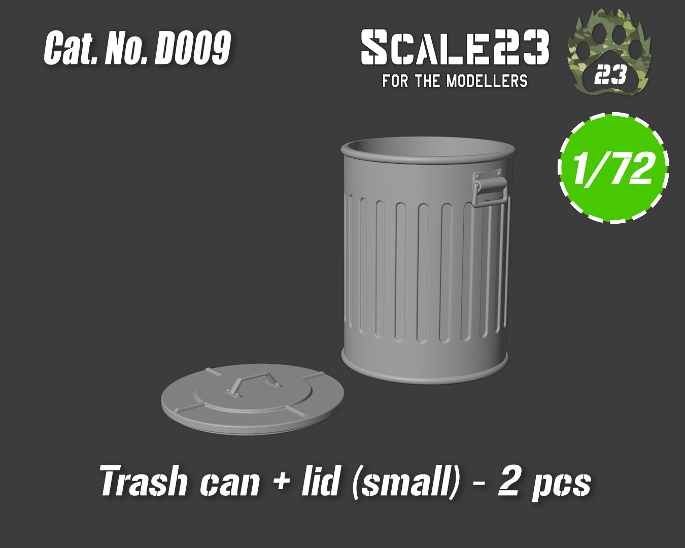 Trash can with lid (2pc)