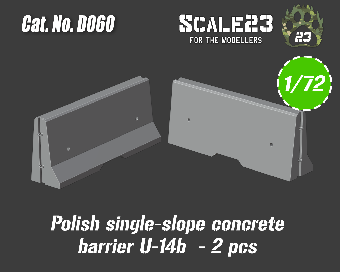 Polish concrete barrier - single-slope (2pc)