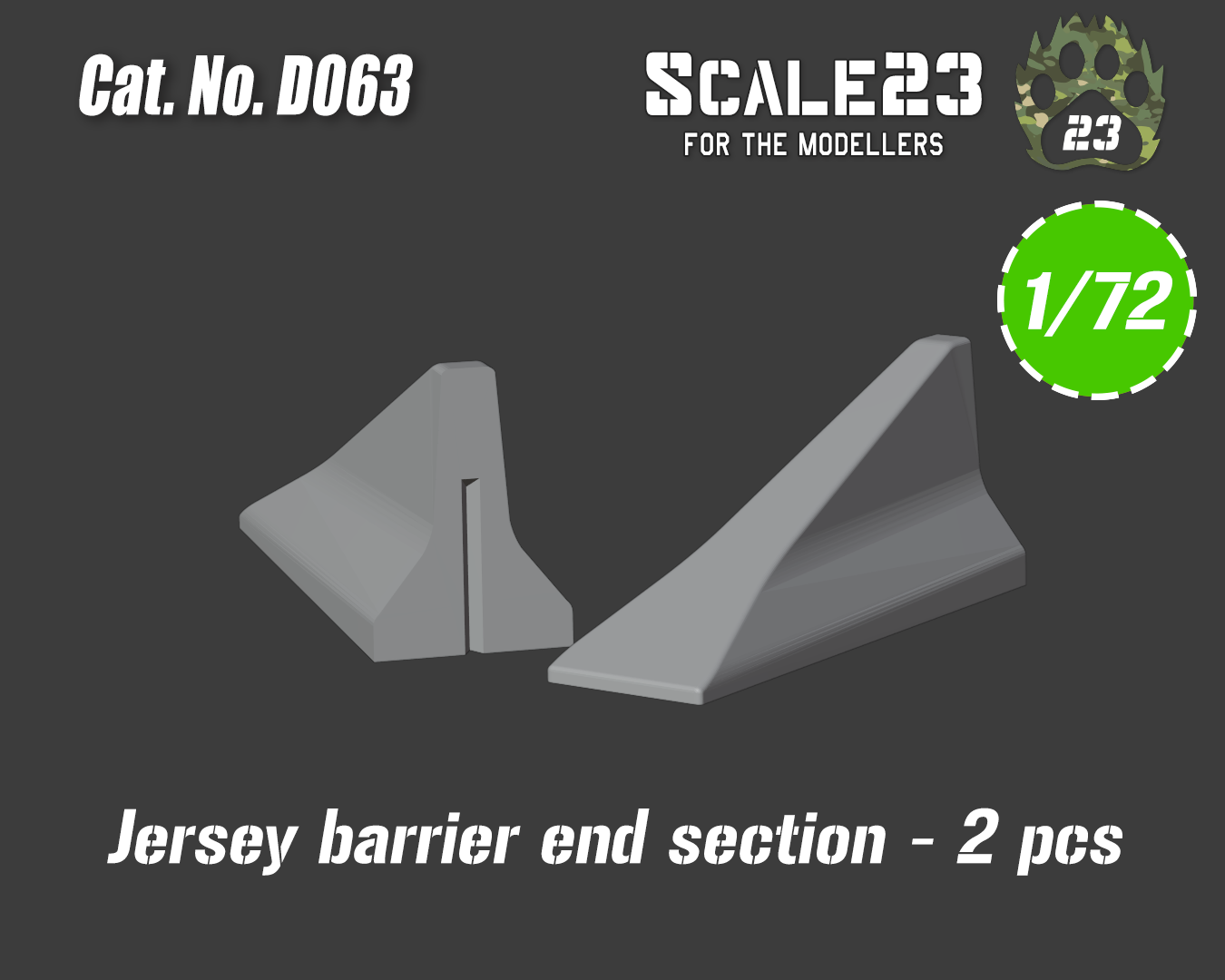 Jersey barrier ending section (2pc)