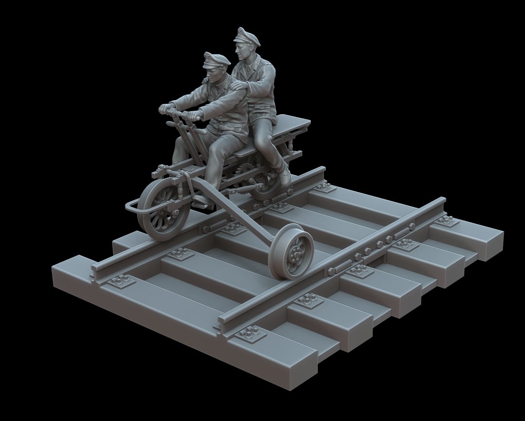 WW2 German railway handcar with crew